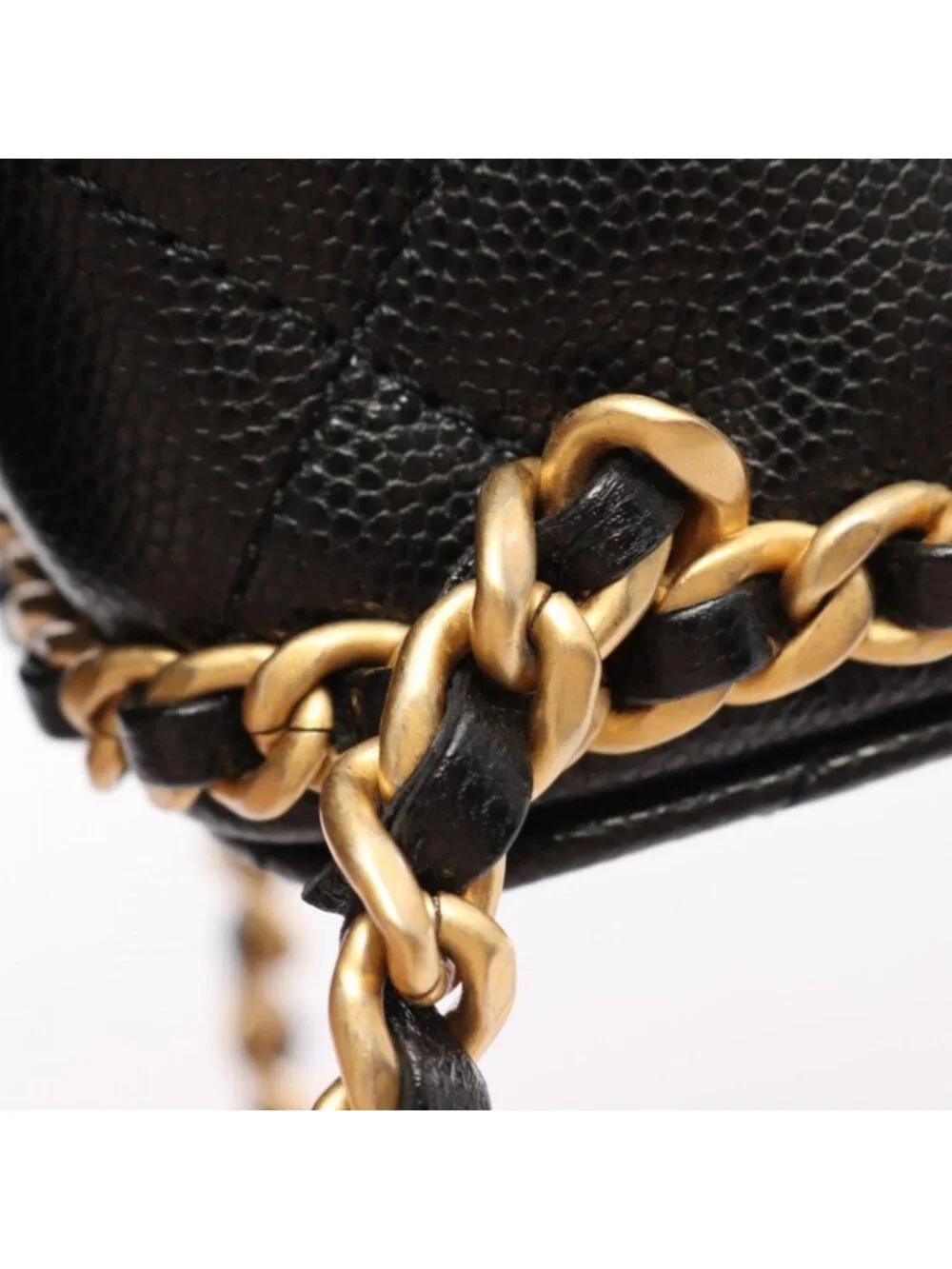 Chanel Backpack Quilted Camellia Black Caviar Leather Chain
